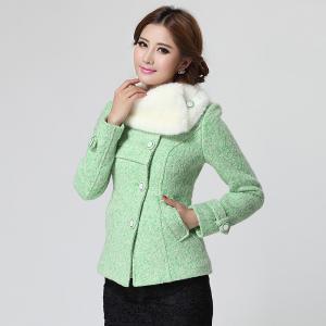 Winter Korean Short Paragraph Fur Collar Woollen Coat on Luulla