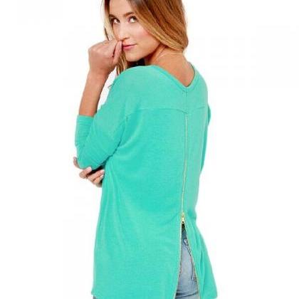 Fashion Casual Mint Sweatshirt Long Sleeve Sport..